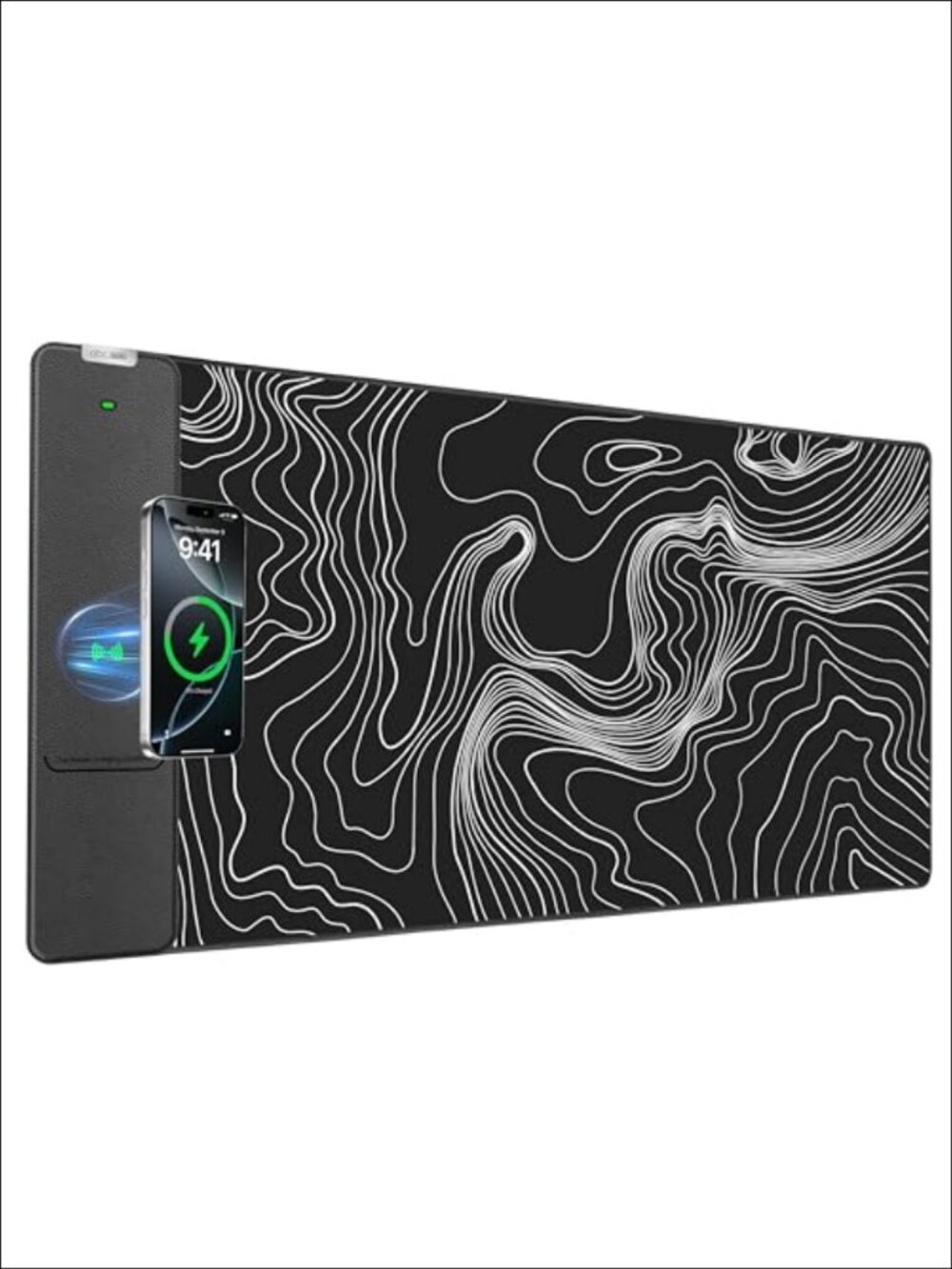 Large Wireless Charging Mouse Pad Desk Mat Faux Leather Smooth Glide Mat